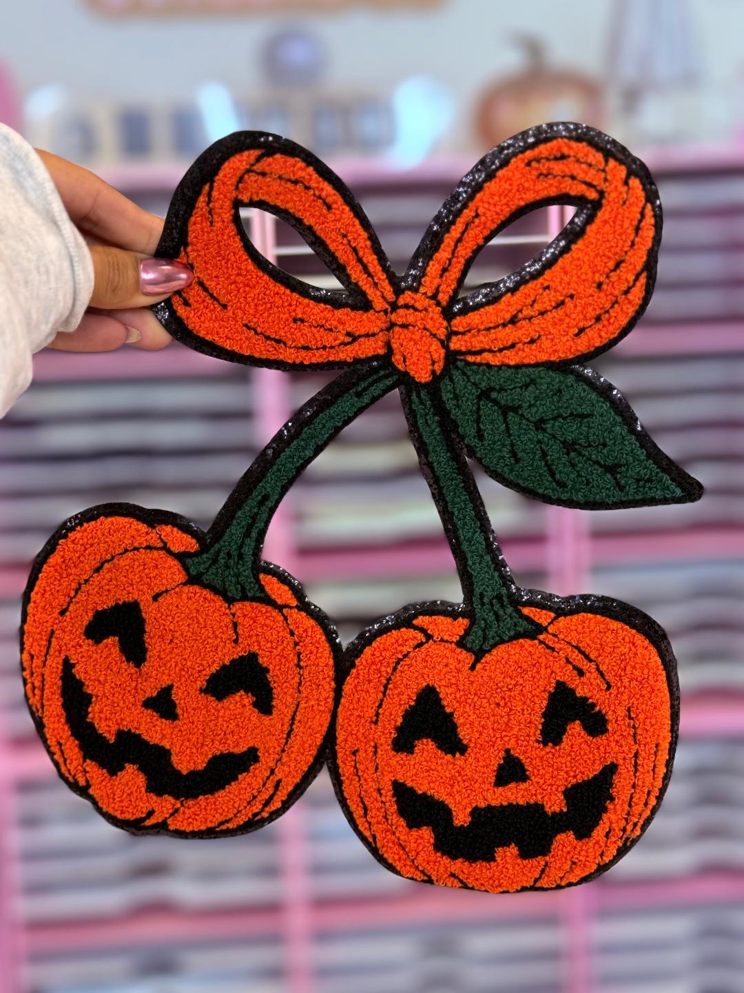 Pumpkin Bow- chenille patch