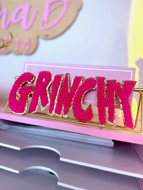 Hot Pink Grinchy Chenille Patch