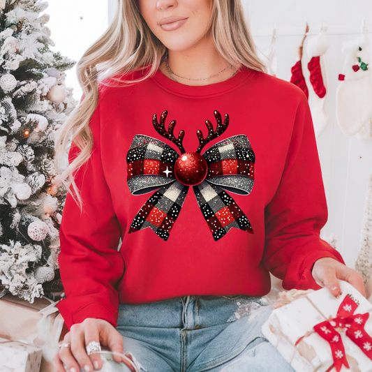 Reindeer Plaid Bow