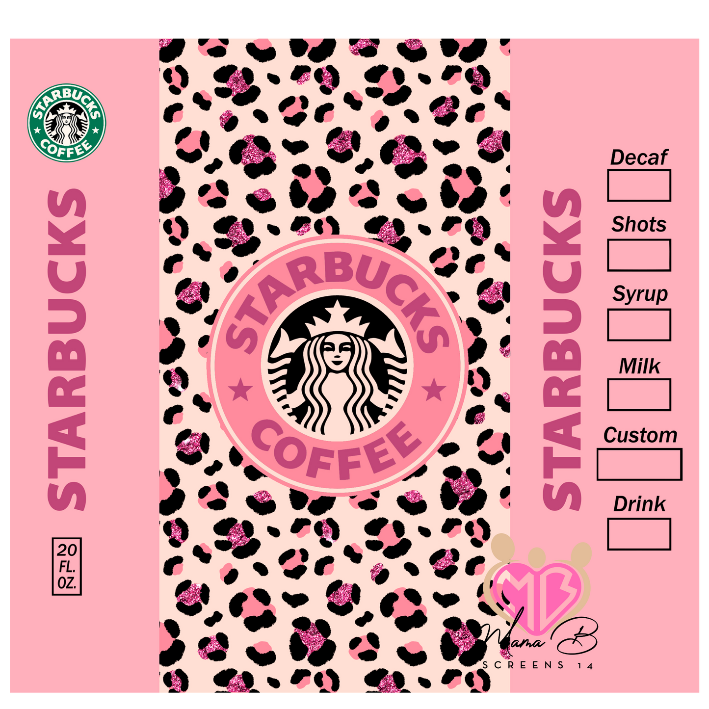 Pink and cheetah Starbs